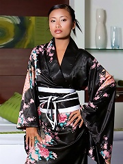 Tiny Thai Teen girl poses in Japanase robe